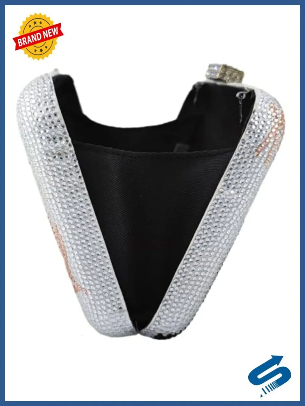 Toucan Crystal Clutch Purses Evening Minaudiere Handbag Satin Rhinestone
